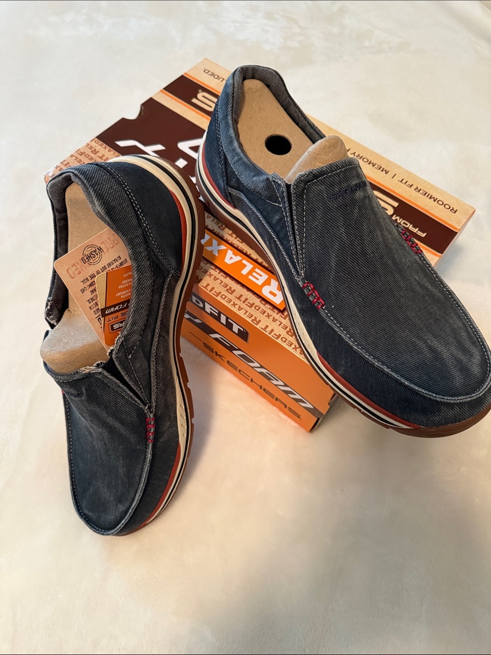 Skechers Men's Navy Slip-On Canvas Loafers Exrta Wide